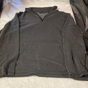 Women’s Striped Hooded Pullover Sweater - Gray/Black